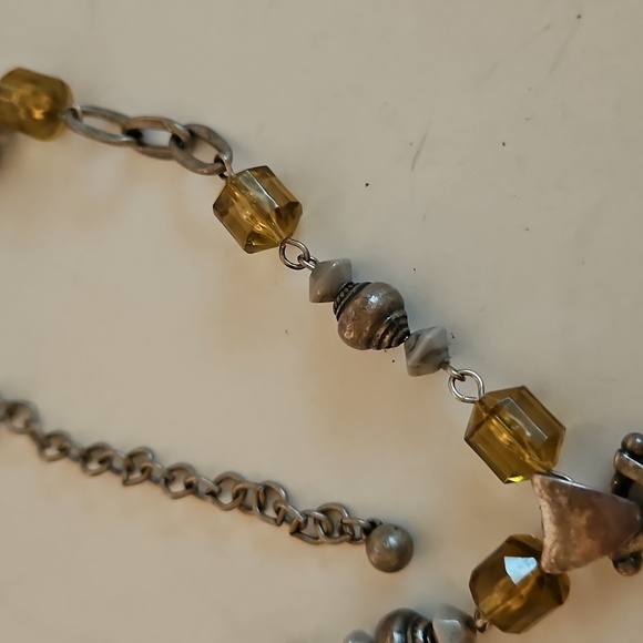 CHICO'S 20" Pewtertone and Gold Cut Crystals & Pewtertone Beaded Necklace - Picture 9 of 9